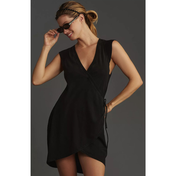 NWT Anthropologie Daily Practice Black V-Neck Dress - Large - Picture 1 of 4